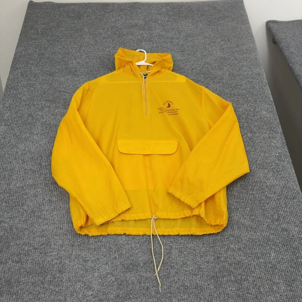 Vintage Sportsmaster Windbreaker Mens XXL Yellow Nylon Anorak Quarter Zip Retro